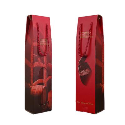 China Recycled Custom Luxury Packaging Materials Gift Wine Gift Box Sandpaper Bottle Box Red Wine Bottle Box Packaging for sale