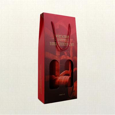 China Recycled Materials Red Wine Paper Box Logo Gold Stamped Glass Bottle Custom Packaging Box for sale