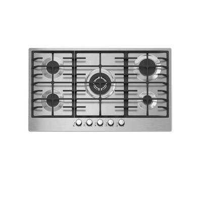 China Built-in 5 Burner Stainless Steel Panel Gas Stove AC/Battery Ignition at Hotel Kitchen Appliances 5 with Safety Device Gas Hob for sale