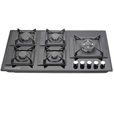 China Hotel 2022 Large Hot Sale 900mm Gas Burner Blue Flame Kitchen Gas Hob Cooker Glass Stove for sale