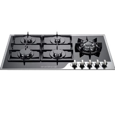 China Hotel Jiaye 90cm Hot Sale Kitchen Cooker Glass Hob with Oven Built-in 5 Burners Gas Cooker for sale