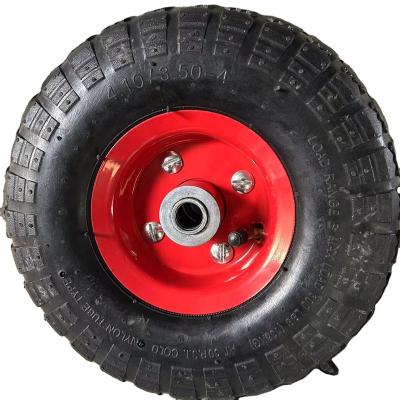 China Flat Wheel 3.50-4 Wheel Barrow Free Pneumatic Rubber Tire for sale