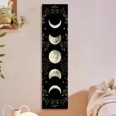 China Olive Green Leaf Black Tapestry Mooonlight Tapestry Phase Moon Vintage Decoration Home Wall Wall Bohemian Decor Room Boho Wall Tapestries for sale