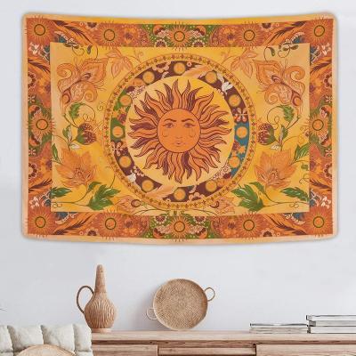 China Freelance Tapestry Bohemian Vintage Sun Moon Sunflowers Butterfly Moth Dorm Room Wall Decor for sale