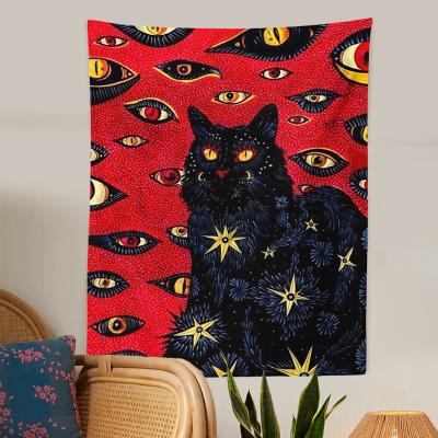 China Bohemian Decor Mandala Wall Art Aesthetic Room Tapestry Bohemian Hippie Wall Hanging Cat Coven Tapestry Printed Witchcraft for sale