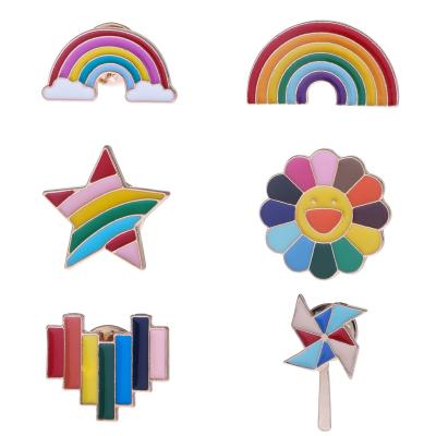 China Cute Cartoon Rainbow Cloud Smiling Cartoon Factory Outlet Alloy Metal Pins Custom Lapel Pin for sale