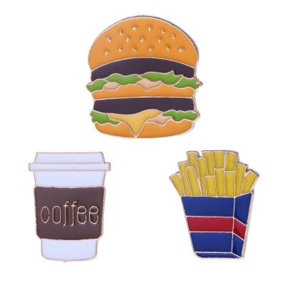 China European and American fashion cartoon brooch cute CIA coffee cup hamburger chips combine badge brooch personalized creative jewelry for sale