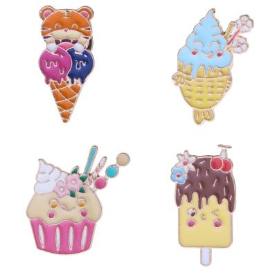 China European and American Fashion Cartoon Brooch Pin European and American Cute Color Ice Cream Central Institute of Statistics Metal Cute Fishtail Badge for sale