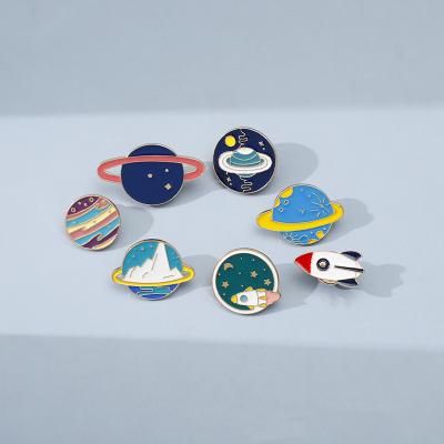 China Cosmic Pin Cosmic Pin Decorative Jewelry Metal Rocket Button Cartoon Fashion Star Oil Drip Enamel Brooch Clothing Accessories for sale