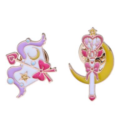 China Fashion Cartoon Anime Beauty Girl Warrior Love Archery Stick Badge Drop Oil Alloy Brooch Magic Entourage Jewelry for sale