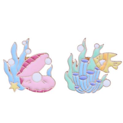 China Exquisite brooch series fashion cartoon marine life fish pearl shell badge creative clothing accessories wholesale in stock for sale