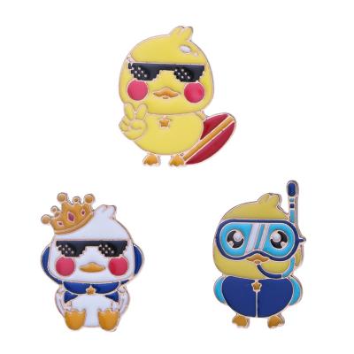 China Fashion Cartoon Duck Pin Animal Yellow Duck Small Duck Crown Football Metal Badge Clothing Bag Swimming Decoration for sale