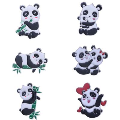 China Cute Metal Cute Sleepy Badge Enamel Brooch Cartoon Chinese Style Little Panda Bear Student Clothes Bag Decoration Bamboo for sale