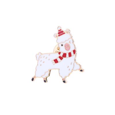 China Cute Fashion Baby White Alpaca Enamel Pins Cartoon Lamb Brooch Animal Button Pins Jeans Lapel Pin Badge Cartoon Jewelry Gift for sale