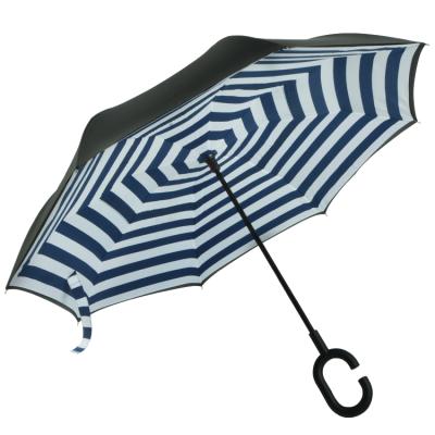 China Country Stripe Printing Free Upright Inverted Handle Umbrella For Rain And Sun for sale