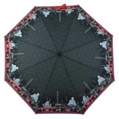 China Children's Digital Printing Manual 3 Fold Open Umbrella Portable Lightweight Umbrella For Lady for sale