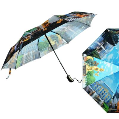 China Kids Custom Design Digital Printed 3 Fold Automatic Promotional Windproof Umbrella for sale