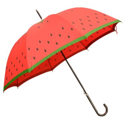 China CLASSIC Watermelon Strawberry Pattern Printing Straight Umbrella With PU Handle for sale