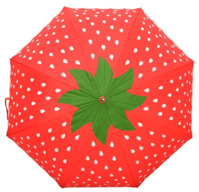 China Custom Compact Upright Promotion Strawberry Full Color Pattern Printed Upright Umbrella For Girls for sale