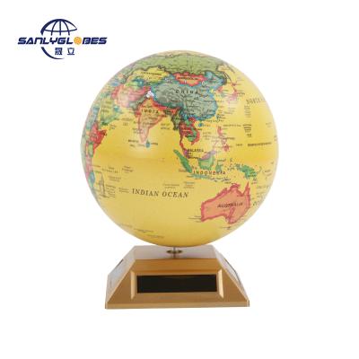 China Supermarket Ningbo factory 14cm world globe education/gifts/decor with pyramid structure design storage solar powered globe for sale