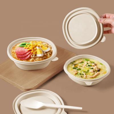 China Takeout Food Tray Sugarcane Bagasse Lunch Box Disposable Food Packaging Fruit Meat Cake With Lid Biodegradable Bagasse Tray for sale