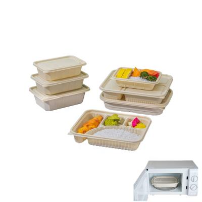 China Biodegradable Bagasse Disposable Catering Restaurants Fast Food Packaging To Go Containers Food Take Out Box For Lunch for sale