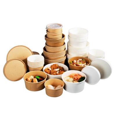 China Out Salad Bowl Waterproof Disposable Biodegradable Disposable Wrapping Paper Soup Bowl Oop Cup Paper Food Cups for sale