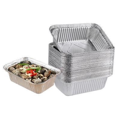 China Disposable Supply Container Tray With Plastic Lid Aluminum Foil Tin Foil Dishes Grill Pan Food Packaging FoodCooking 50pcs 100pcs for sale