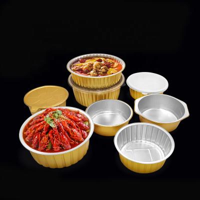 China FoodCooking Aluminum Foil Tray Pans Plate Container Gold Color Foil Baking Food Baking Containers Disposable Airline Cheesecake Covering for sale