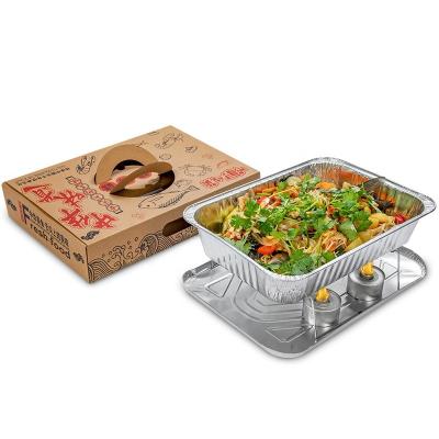 China Wholesale Price FoodCooking Aluminum Foil Tin Foil Dishes Grill Pan Disposable Supplying Container Tray With Plastic Lid for sale