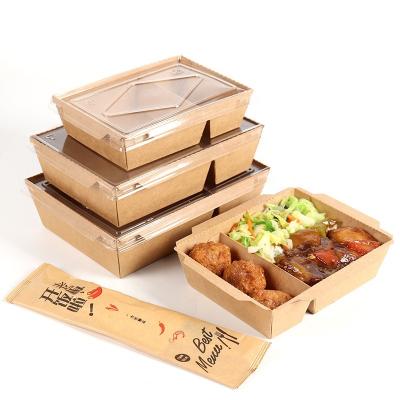 China Eco-Friendly Recycled Materials Takeaway 2 Compartment Food Box Disposable Container With Plastic Lid for sale