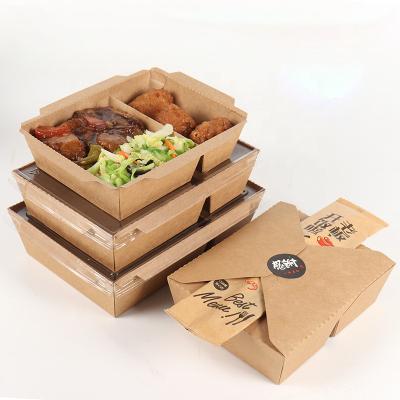 China Single Wall Recycled Paper Materials Takeaway Storage Box Single Wall Restaurants Take Out Food Grade Packaging Paper Box With Lid for sale