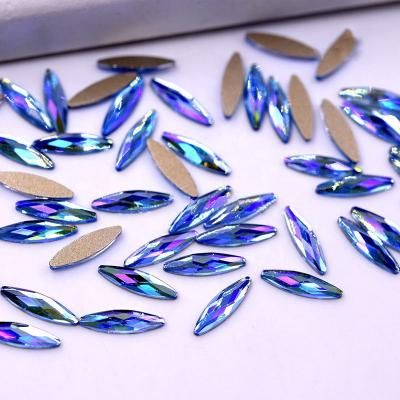 China yantuo Eco-friendly Wholesale Flat Back Rhinestone Glass Sapphire Crystal Horse Eye Shaped Rhinestone For Nail Art Tooth New Year Gift for sale