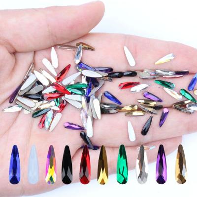 China High Quality Eco-friendly Shapes Rhinestones Droplet Shapes Flat Back Nail Art Decorations Many Colors Rhinestone for sale