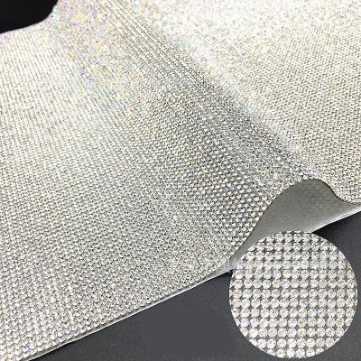 China Pujiang Yantuo 24*40cm Eco-friendly Transfer Crystal Stone Mesh Sheets Trimming Hot Fix Faux Stone Sheet for sale