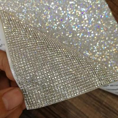 China Yantuo eco-friendly crystal clear silve rhinestone double self-adhesive sheets for bags for sale