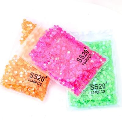 China New Mixed Size Luminous Flat Back Jelly Neon Nail Rhinestones Non-Hot Glass Fix Rhinestones From Factory Eco-Friendly for sale