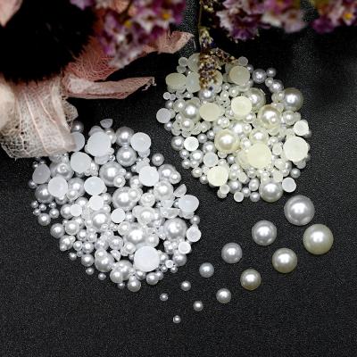 China Wholesale Eco-Friendly Beads Imitation Bead Half Round Flat Back Bead White 2mm, 3mm, 4mm, 5mm For DIY Craft, Jewelry Making Beading for sale