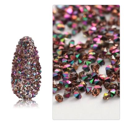 China Eco-Friendly Rainbow Rose Gold Pixie Nail Rhinestone 1.2mm Pixie Micro Glass Crystal Stones For Manicure for sale