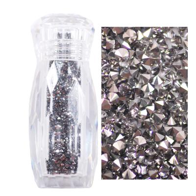 China Wholesale Eco-Friendly Faux Stones 1.2mm Jet Hematite Mini Glass Nail Rhinestone Micro Crystal Diamond Glitter Nail for sale