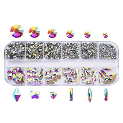 China Eco-Friendly Wholesale 12 Mixed Blank Round And Shape Glass Rhinestones Kit In Box For Nails, Tumblers, Home Dec for sale