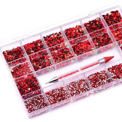 China yantuo Eco-friendly Wholesale 21Blanks Mixed Round And Shape Glass Rhinestones Kit In Box For Nails, Tumblers, Home Dec for sale