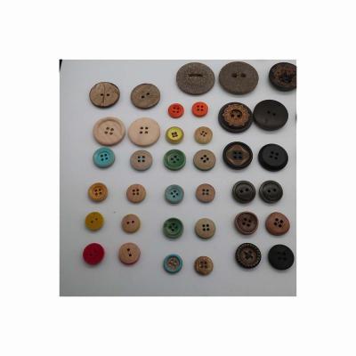 China Washable 9-30MM 2/4 Round Hole Vintage Wood Shirt Button For Coats Clothing for sale