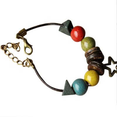 China Ceramic Vintage Fashion New Arrival Fashion Jewelry Charm Handmade Beaded Adjustable Bracelet for sale