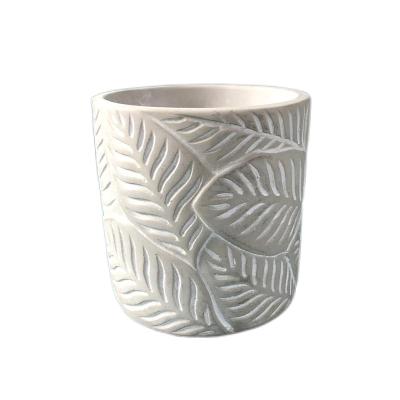 China Modern Wholesale Cement Pot Leaf Design Garden Supplies Cheap Flower Pots And Planters for sale