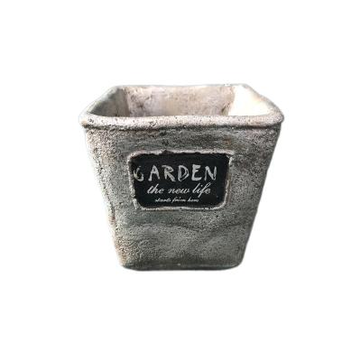 China Modern Outdoor Indoor Planters Tapered Concrete Square Pot With Rustic Metallic Finishing For Succulent Plants for sale