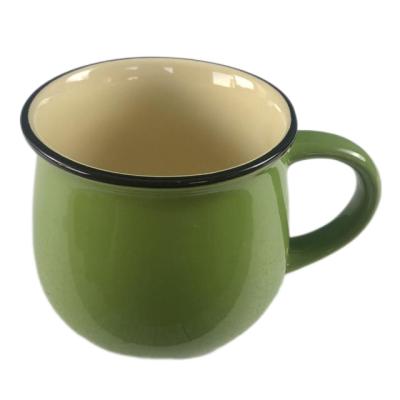 China Sustainable Wholesale Multiple Colors Assorted Big Belly 350ml Ceramic Mug Every Day Use for sale