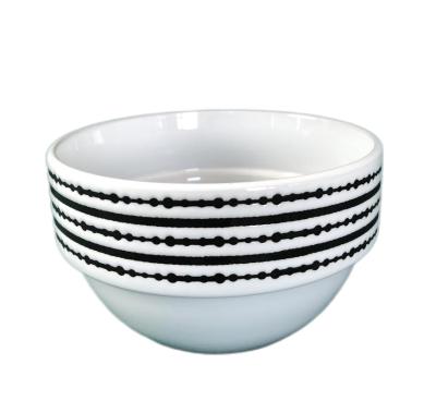 China Durable Stackable Ceramic Bowl Cereal Bowl With Silkscreen Printed Patterns Arrow Lines For Every Day Use for sale