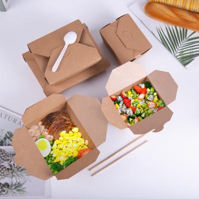 China Fast Design Food Recyclable Custom Packing Disposable Packaging Disposable Lunch Box Fast Design Food Square Kraft Maker Biodegradable Disposable Lunch Box for sale