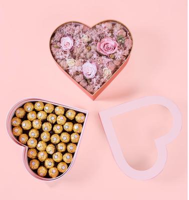 China Wholesale Recyclable Boxes Heart Shape Custom Paper Gift For Flowers Packaging Box Flower for sale